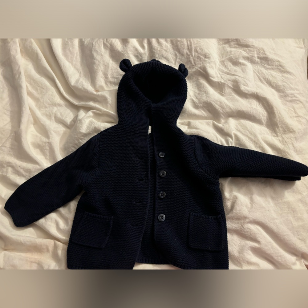 Cute button up hooded cardigan sweater with bear ears - gap kids